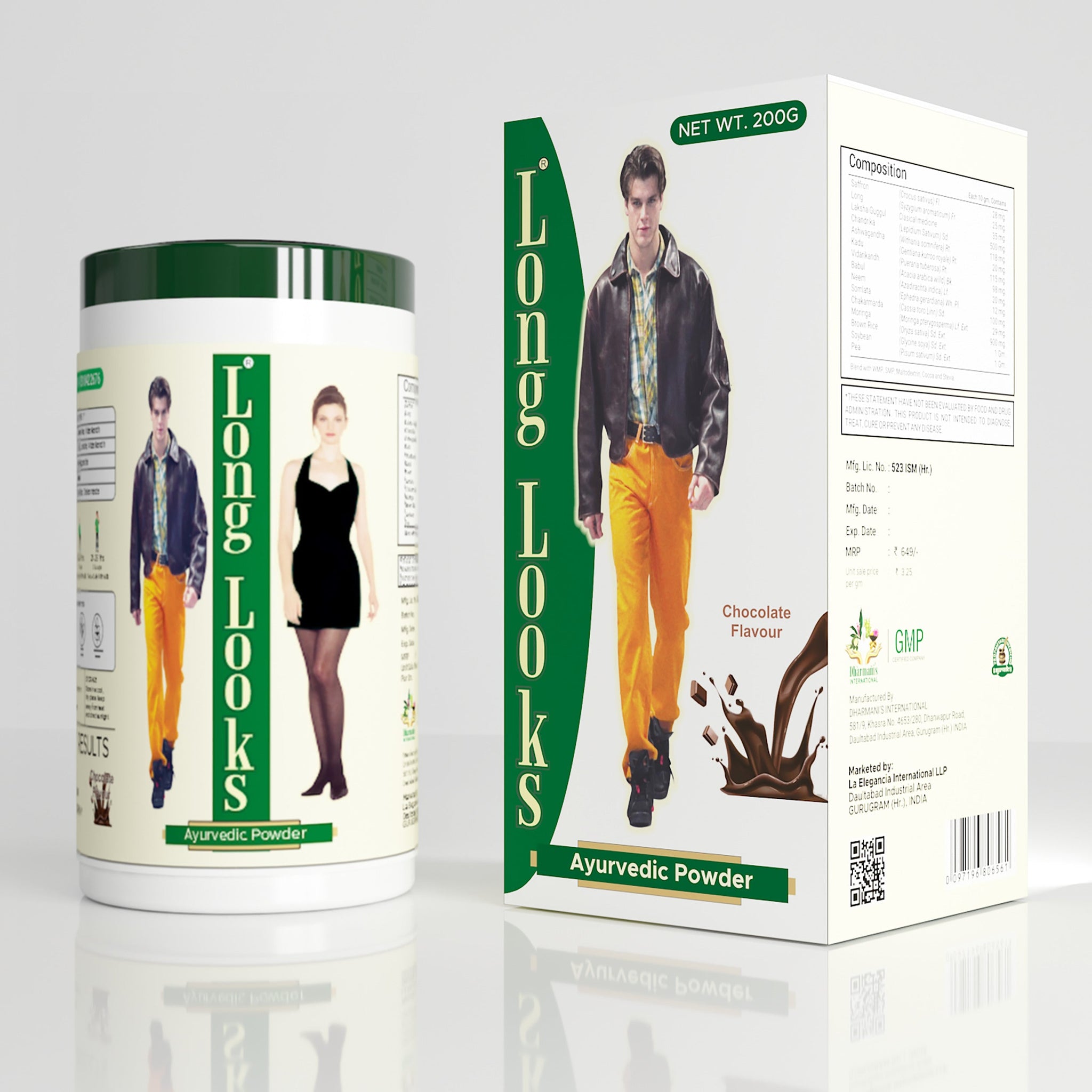 Long Looks Powder | for Boys & Girls | Chocolate Flavor | 200 gm